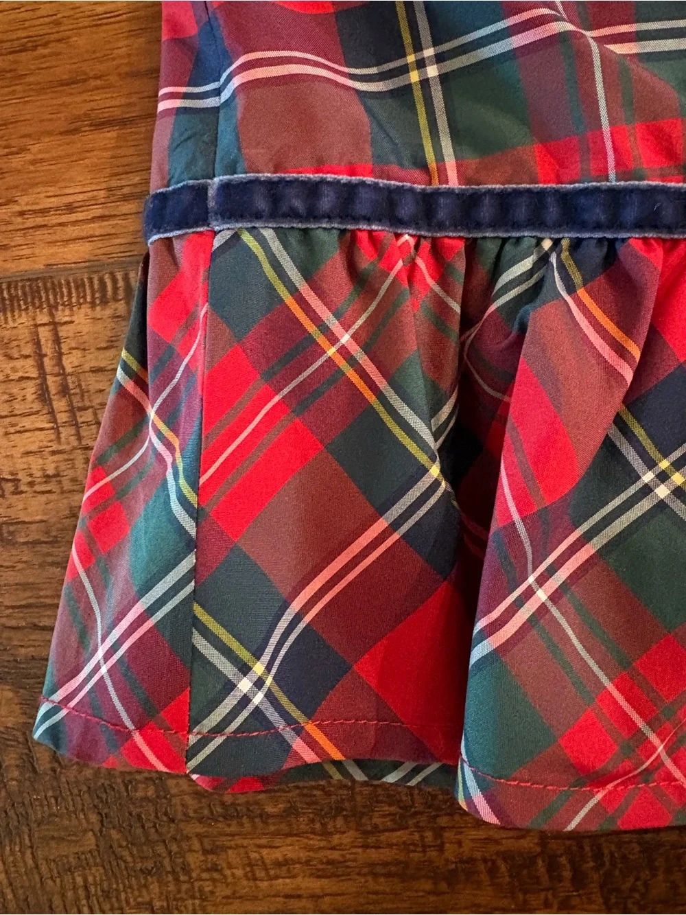 Vineyard Vines Girls Plaid Ruffle Skirt | Velvet Trim | Size M (10-12) | Lined